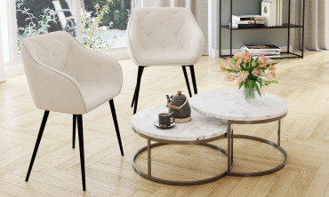 Fauteuils Julia en velours et pieds métal - lot de 2