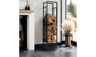 Range bûches vertical avec étagère