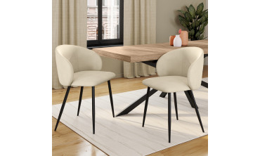 Chaises Léona en velours et pieds métal