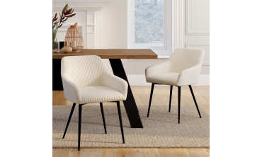 Chaises Jenny avec accoudoirs en velours côtelé et pieds métal