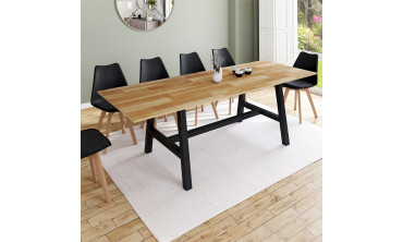 Table repas extensible Mathilde 160-240cm plateau bois et pieds noirs