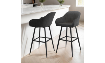 Tabourets de bar Ariana avec accoudoirs en velours