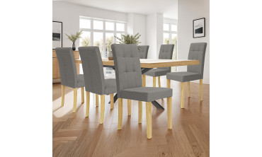 Chaises Polly en tissu et pieds bois