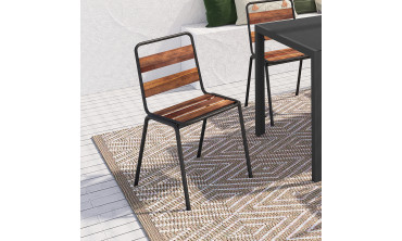Chaises de jardin Acacia en métal et bois - lot de 6