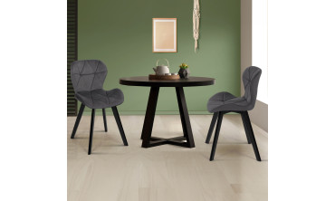 Chaises Daisy en velours gris et pieds noirs - lot de 2