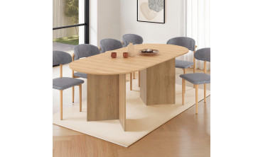 Table repas Gabin plateau extensible 160-200cm effet hêtre et pieds design