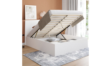 Lit coffre Sicilia avec sommier et tête de lit blanc 160x200m