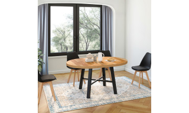 Table repas Mathilde plateau extensible 110-150cm bois et pieds noirs
