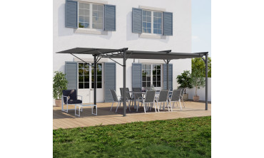 Pergola Marina en acier avec toit rétractable et inclinable 3x4m