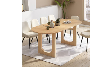 Table repas Mathis plateau extensible 160-200cm bois et pieds design