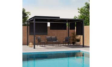Pergola bioclimatique en acier polycarbonate 3x4m avec stores