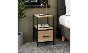 Tables de chevet Iris avec 1 tiroir et 1 niche - lot de 2