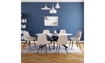 Chaises Olivia assise taupe pieds métal - lot de 6