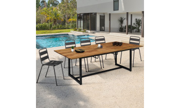 Table extensible bois et acier Acacia