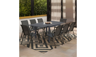 Salon de jardin extensible 8 places en polywood gris