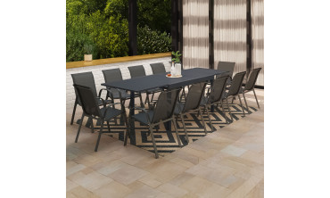 Salon de jardin extensible 12 places en polywood gris