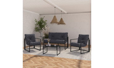 Salon de jardin Tropéa 4 places en acier gris