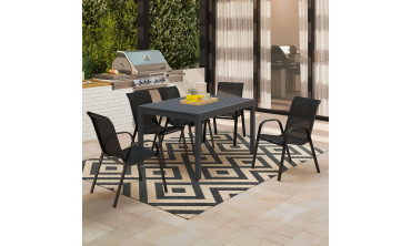 Table de jardin extensible en polywood gris anthracite 135-270cm