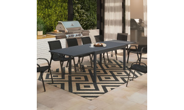 Table de jardin extensible en polywood gris anthracite 135-270cm
