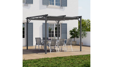 Pergola Marina en acier et toit rétractable gris 3x3m