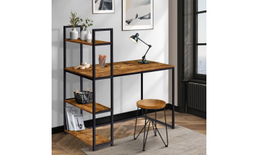 Bureau bibliothèque 2 en 1 Elize en bois et métal