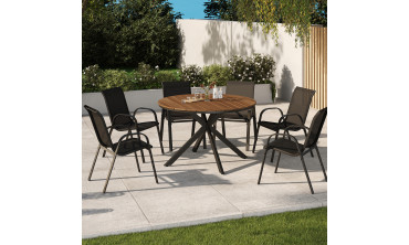 Table de jardin Milazzo ronde en polywood et pieds croisés 120cm