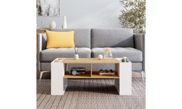 Table basse avec niches bois et blanche
