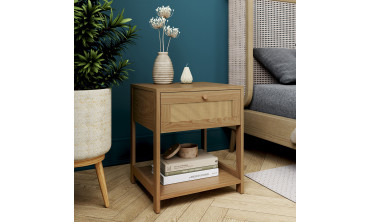 Tables de chevet Erin en cannage 1 tiroir - lot de 2