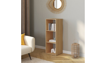 Meuble de rangement cube Faustine 3 case effet lattes