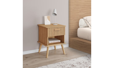 Tables de chevet Albane avec 1 tiroir et 1 niche - lot de 2