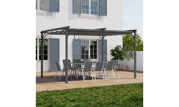 Pergola Marina en acier et toit rétractable gris 3x4m 