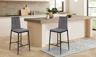 Tabourets de bar glam Jade en velours