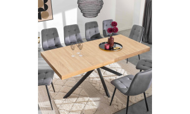 Tables repas extensibles Spider plateau bois et pieds croisés