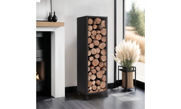 Range bûches vertical 120cm avec roulettes