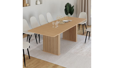 Table repas extensible Faustine 160-240cm bois pieds effet tasseaux