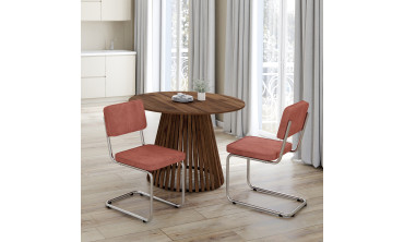 Chaises Naya en bouclette terracotta et pied métal cantilever - lot de 4