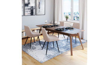 Chaises Ornella en tissu taupe et pieds métal noirs - lot de 4