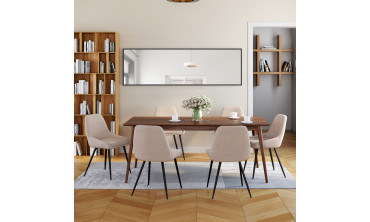 Chaises Ornella en tissu taupe et pieds métal noirs - lot de 6