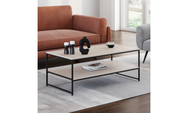 Table basse Memphis double plateau effet travertin 113cm