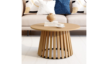 Table basse ronde Camélia pieds lattes