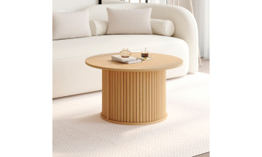 Table basse ronde Albane pieds lattes