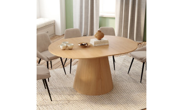 Table à manger ronde extensible Elvis bois Ø110-150cm