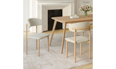 Chaises Callisto en tissu beige et pieds métal - lot de 6