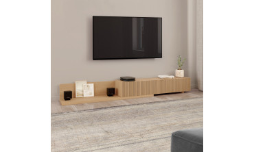 Meuble TV extensible Movena effet lattes L215-360cm