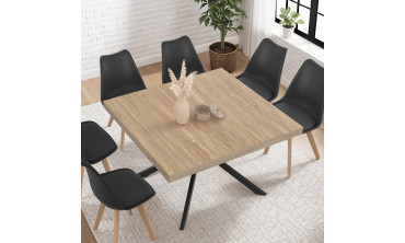 Table à manger carrée Soline bois et noir 120cm
