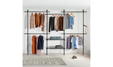 Penderie télescopique double avec rangements intégrés H278cm