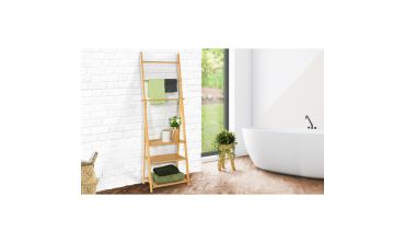 Porte-serviettes Maya 3 niveaux avec étagères en bambou