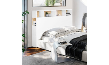 Tête de lit Léo blanche avec rangements 145cm
