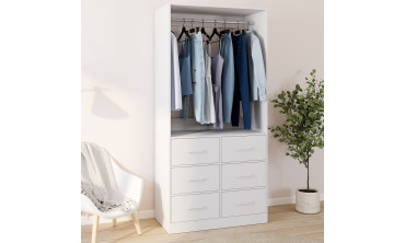 Dressing Uma avec 1 penderie et 6 tiroirs blanc