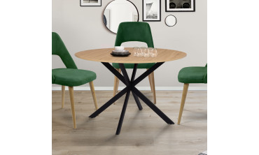 Table à manger ronde Soline bois et noir Ø110cm